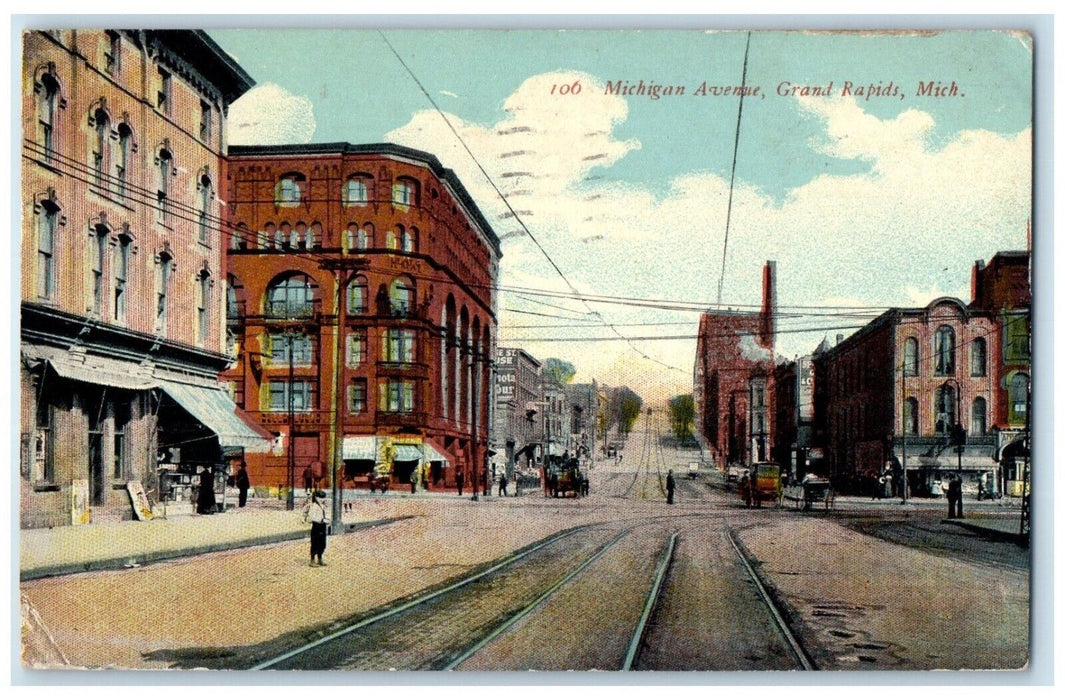 1911 Michigan Avenue  Railroad Buildings Grand Rapids Michigan Vintage Postcard