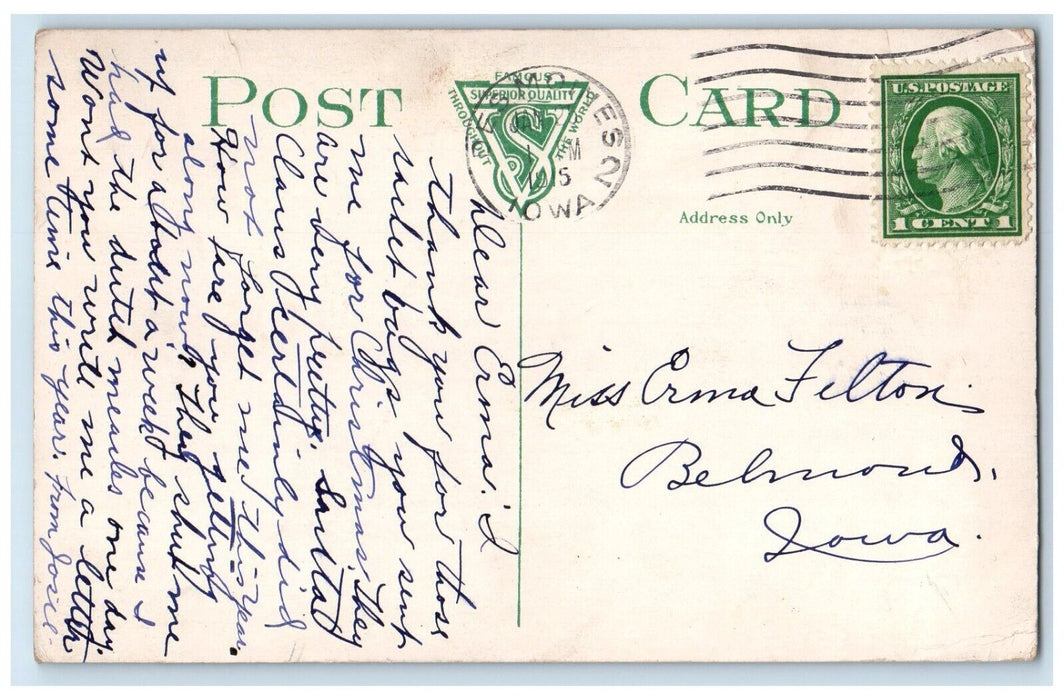 1915 The Beauty Dam And Rock Island RR Bridge Des Moines Iowa IA Posted Postcard