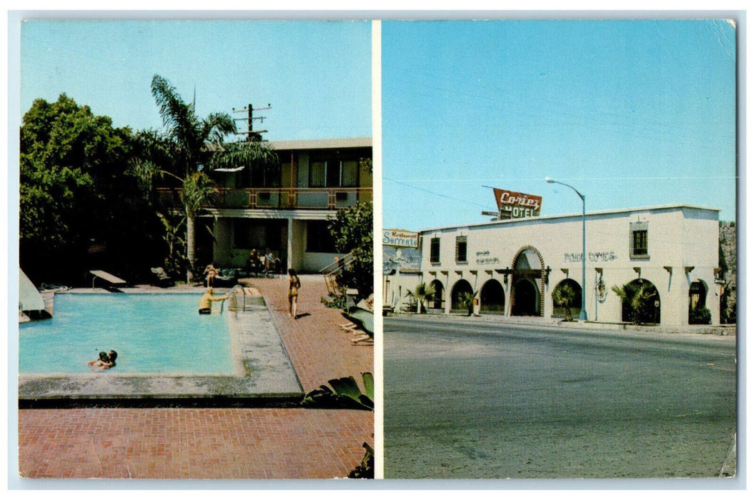 1974 Cortez Motel & Apartments Ensenada BC Mexico Pool Multiview Postcard