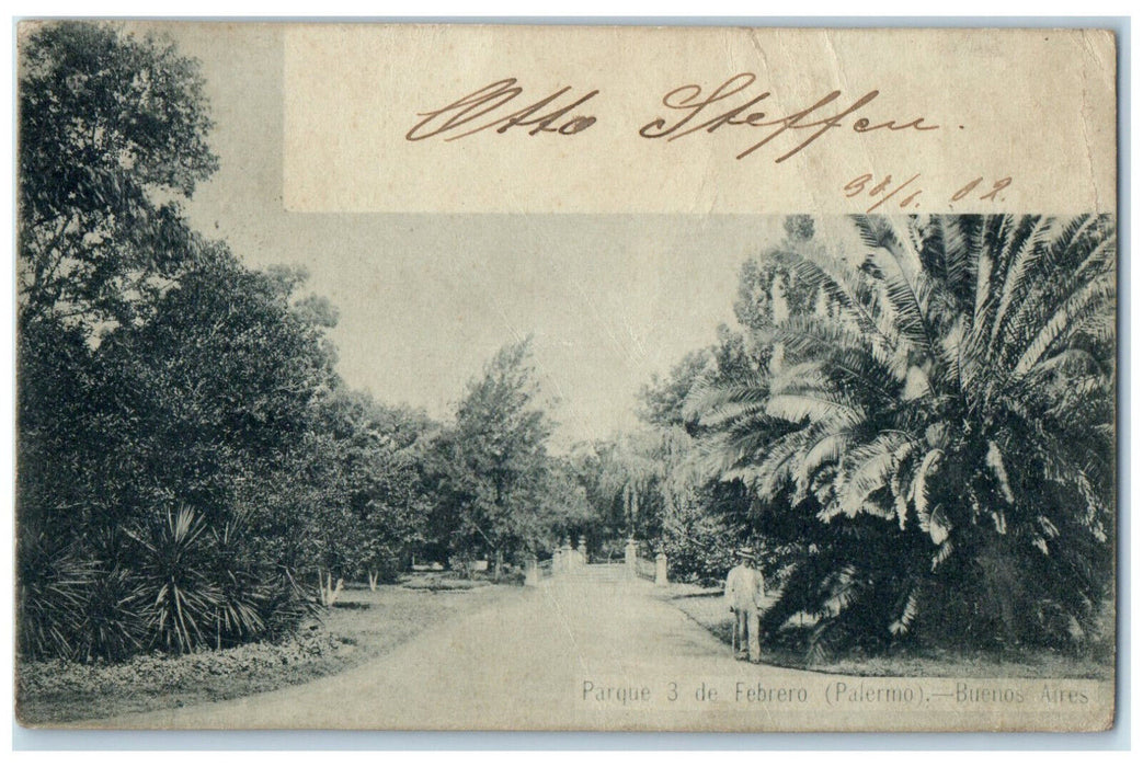 1902 February 3 Park (Palermo) Buenos Aires Argentina Antique Postcard