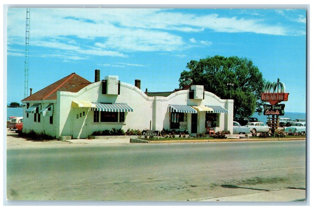 1960 Roadside View Belle Isle Finer Foods St Ignace Michigan MI Antique Postcard