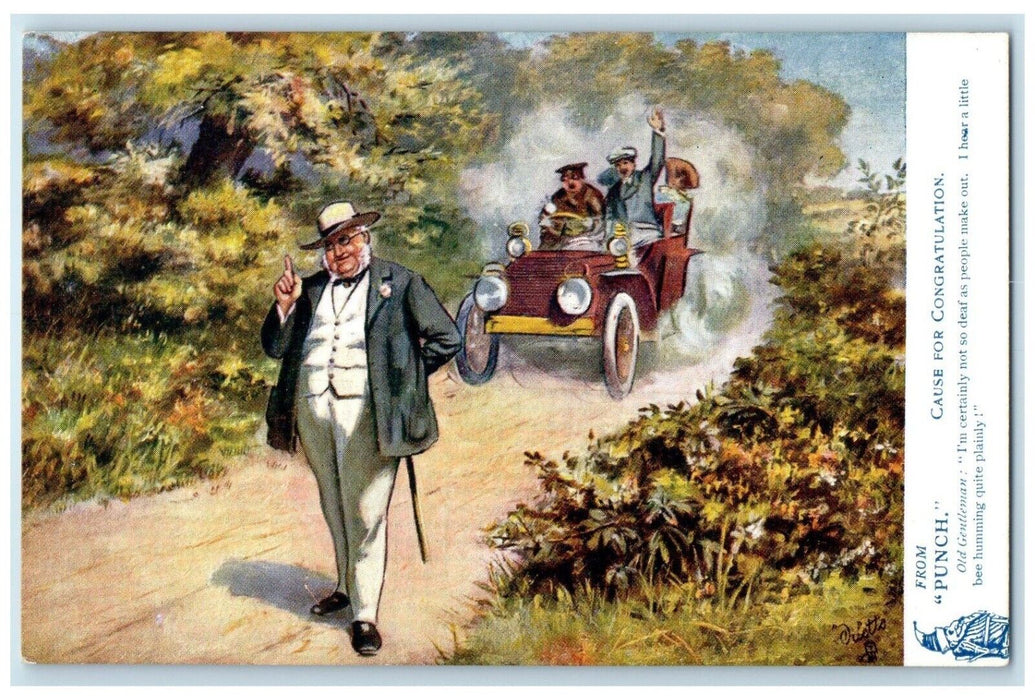 From Punch Cause For Congratulation Old Gentleman Oilette Tuck's Postcard
