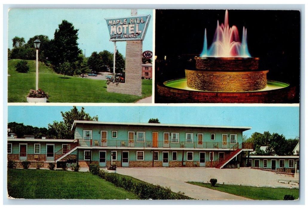 c1960 Multi-View Maple Hill Motel Cadillac Michigan MI Vintage Unposted Postcard