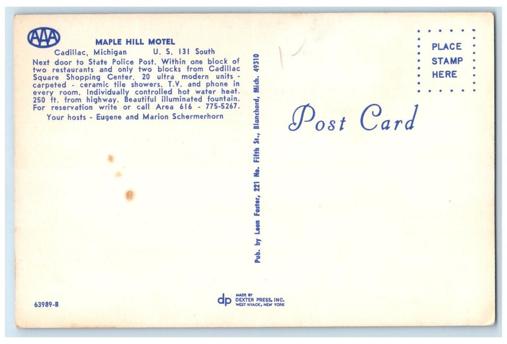 c1960 Multi-View Maple Hill Motel Cadillac Michigan MI Vintage Unposted Postcard