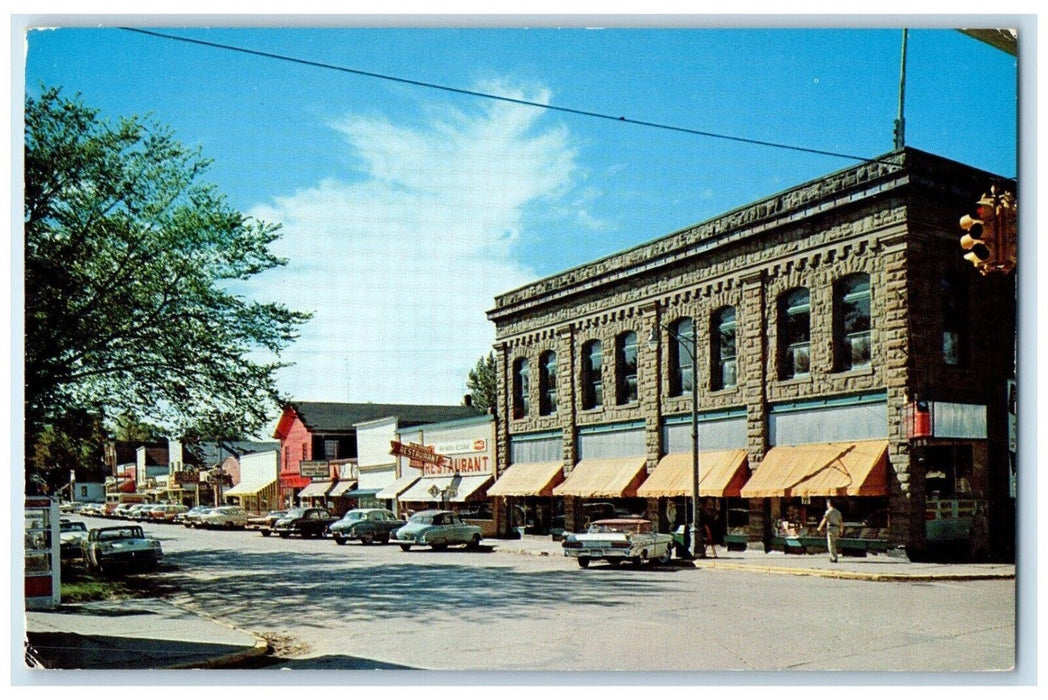 c1960 Michigan Thumb Scenery Street Scene Port Austin Michigan Unposted Postcard