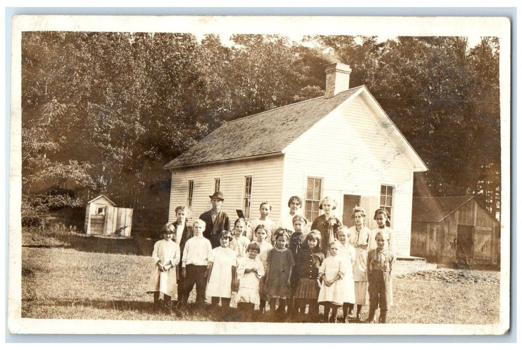 c1910's School House Children RPPC Photo Unposted Antique Postcard