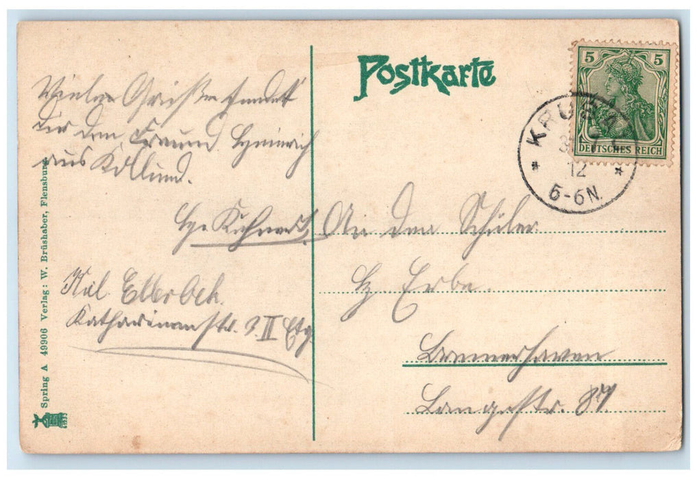 1912 Steamer Habicht in the Flensburg Fohrde Germany Posted Postcard