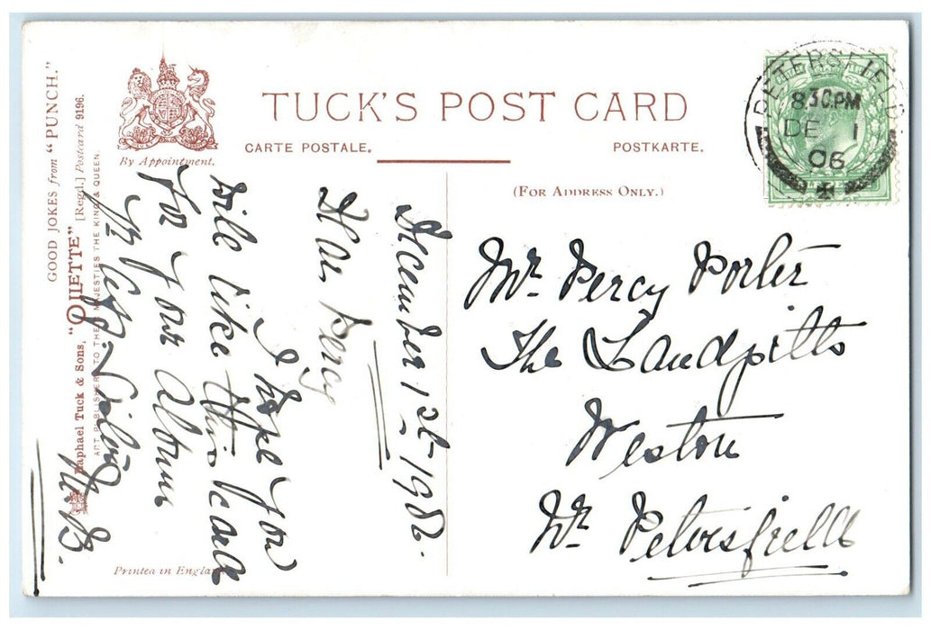 1906 From Punch Vendor Pirated Songs Oilette Tuck's Posted Antique Postcard