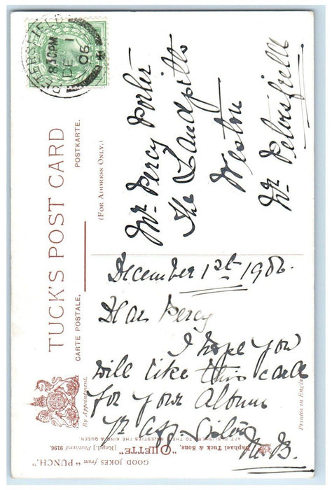 1906 From Punch Vendor Pirated Songs Oilette Tuck's Posted Antique Postcard