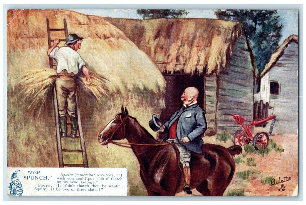 1905 From Punch Squire Old Man Riding Horse Oilette Tuck's Antique Postcard