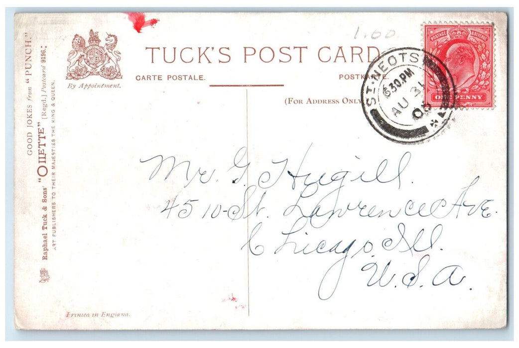 1905 From Punch Squire Old Man Riding Horse Oilette Tuck's Antique Postcard