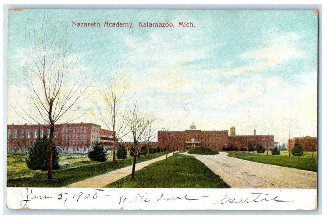 1908 Exterior View Nazareth Academy Building Kalamazoo Michigan Antique Postcard