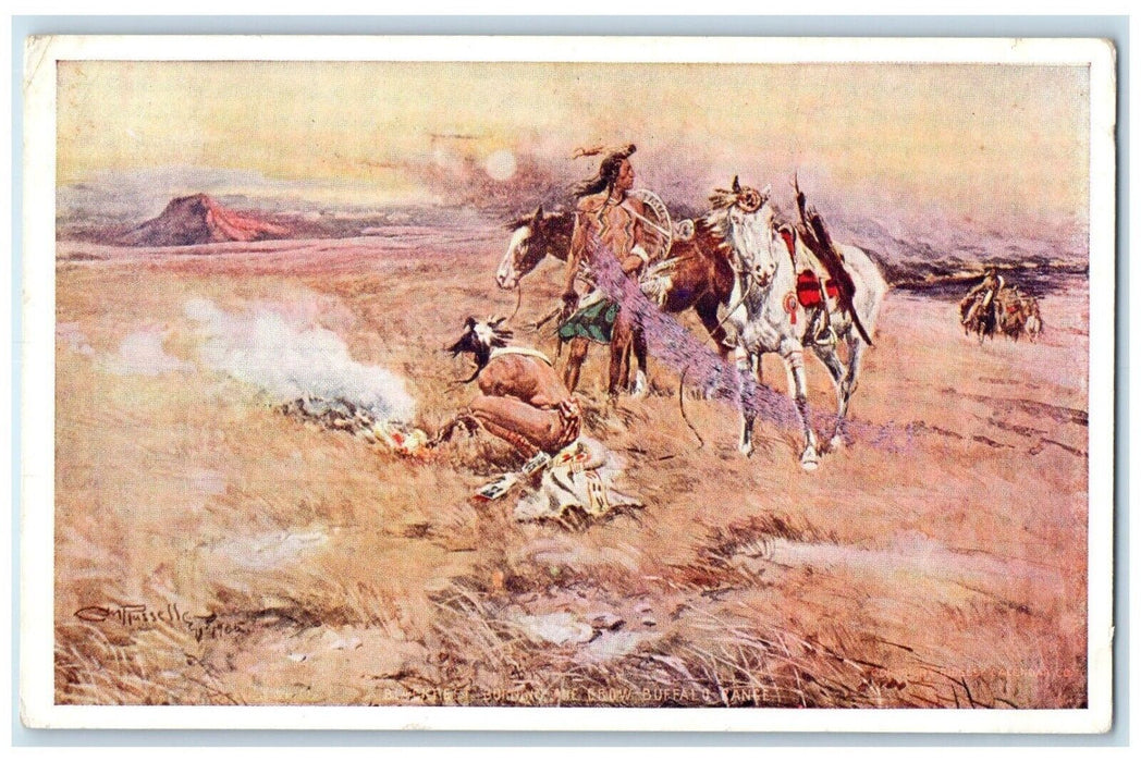 Blackfeet Crow Buffalo Range Charles Russel American Art Saint Cloud MN Postcard