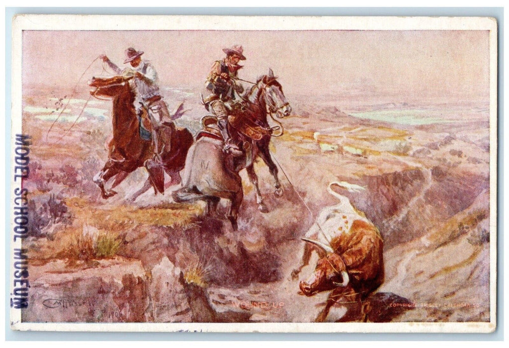 1910 Wound Up Horse Cowboy Charles Russel Artist Signed Antique Postcard