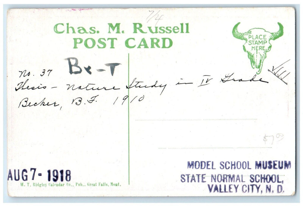 1910 Wound Up Horse Cowboy Charles Russel Artist Signed Antique Postcard