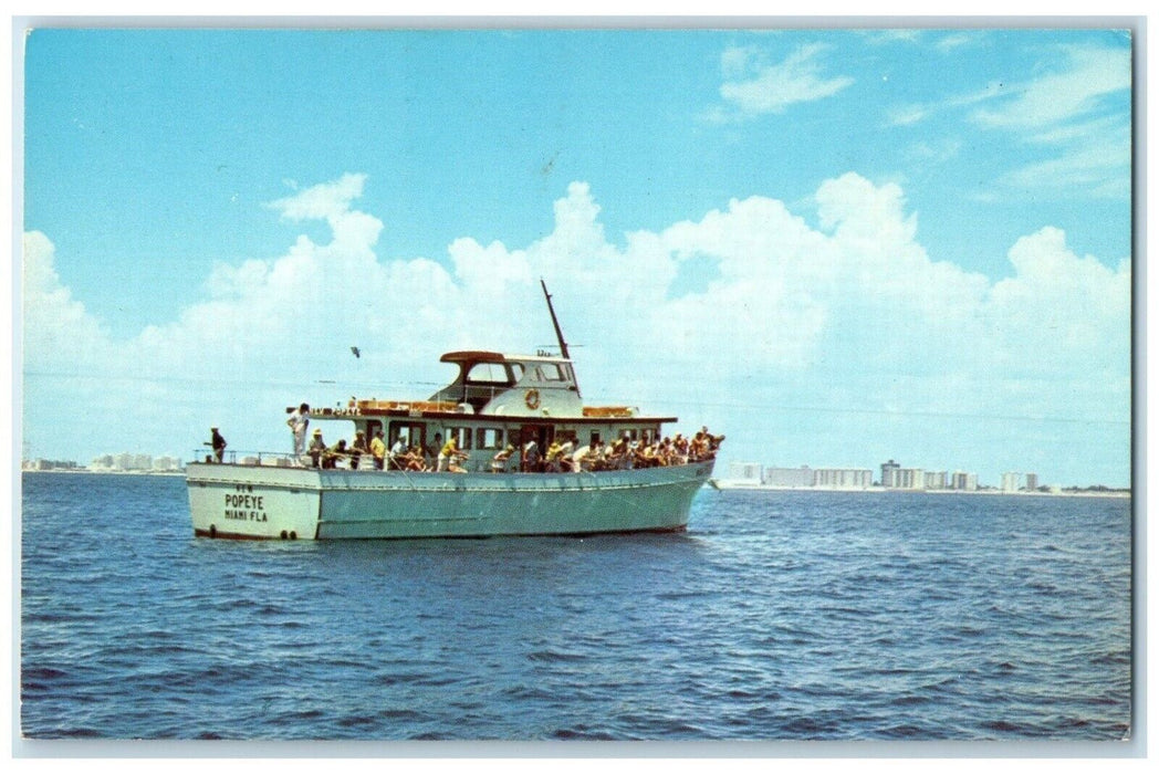 c1960 Go Deep-Sea Fishing New Popeye Haulover Docks Miami Beach Florida Postcard