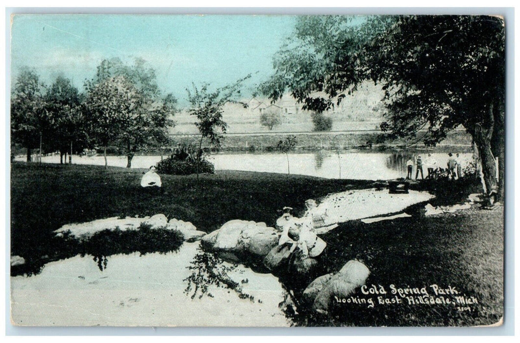 c1910 Cold Spring Park Looking East Hillsdale Michigan Antique Vintage Postcard