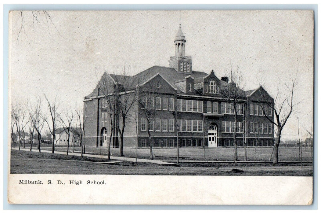 1909 High School Exterior Building Milbank South Dakota Vintage Antique Postcard