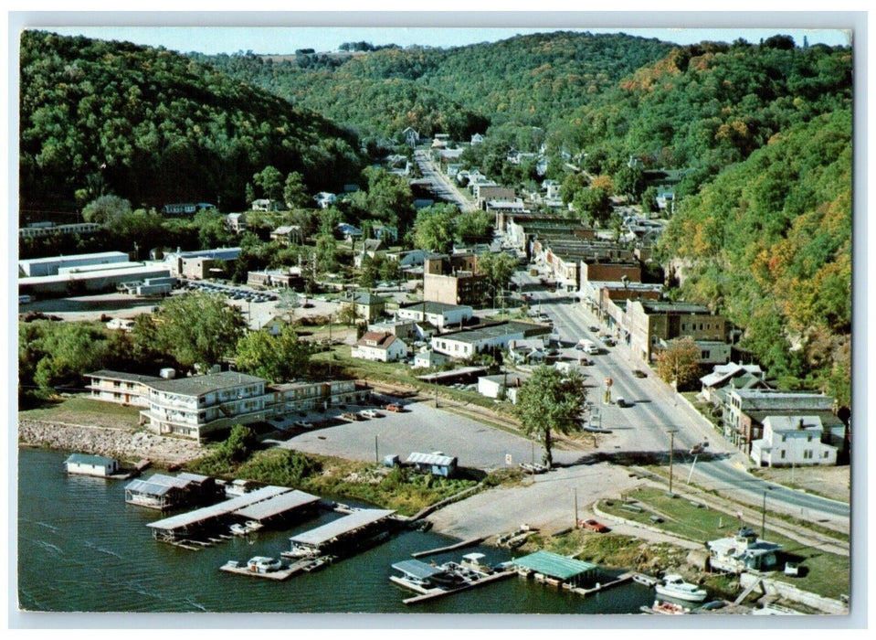 1979 Main Street Bank Mississippi River Shores Motel McGregor Iowa IA Postcard