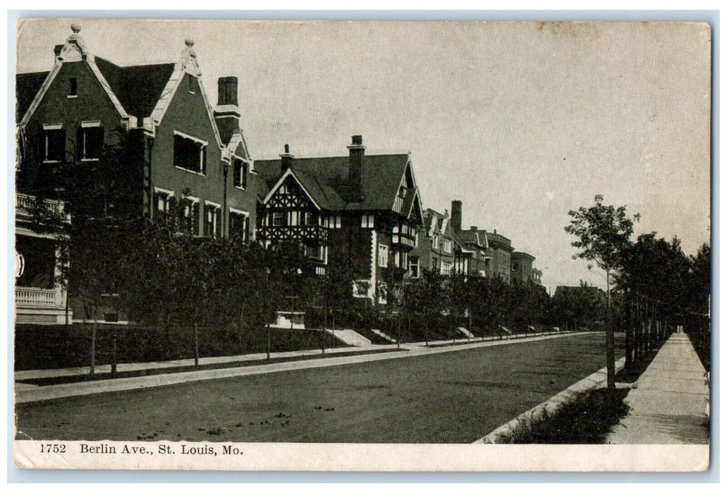 c1905 Berlin Ave. Exterior Houses St. Louis Missouri MO Vintage Antique Postcard