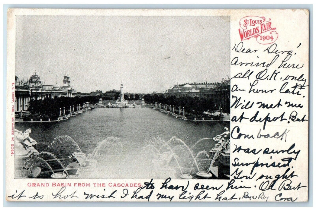 1907 Grand Basin Cascades Fountain Lake St. Louis Worlds Fair Missouri Postcard