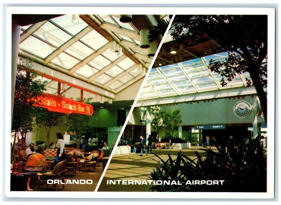 c1950's International Airport Interior Orlando Florida FL Dual View Postcard