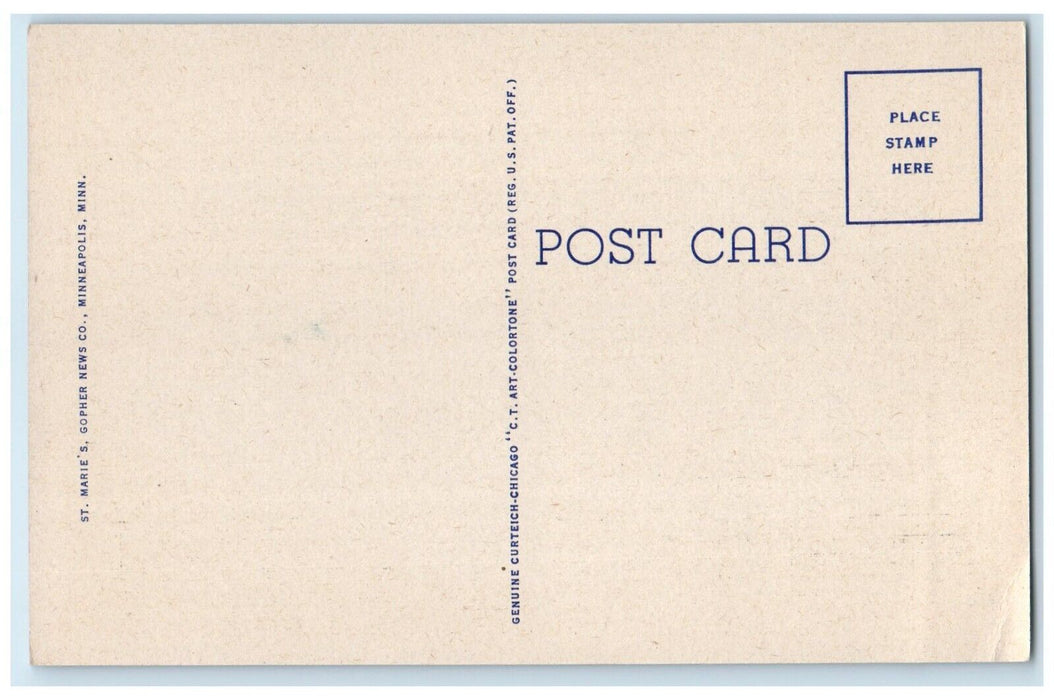 Barge Fleet Through Locks Mississippi River Ford Plant Minneapolis MN Postcard