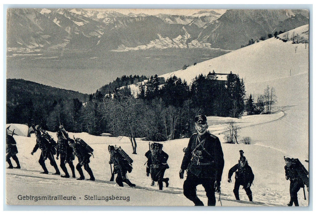 c1940's Mountain Mitrailleur Position Reference Swiss Army Switzerland Postcard