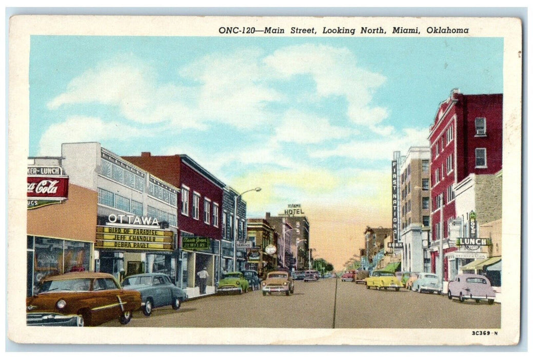 c1930's Main Street Looking North Coca Cola Ottawa Miami Oklahoma OK Postcard