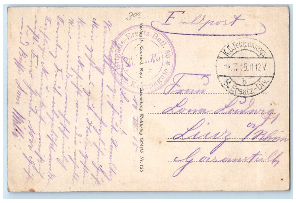 1915 Blown up Bridge in Pont I'Eveque Bei Noyon France Posted Postcard