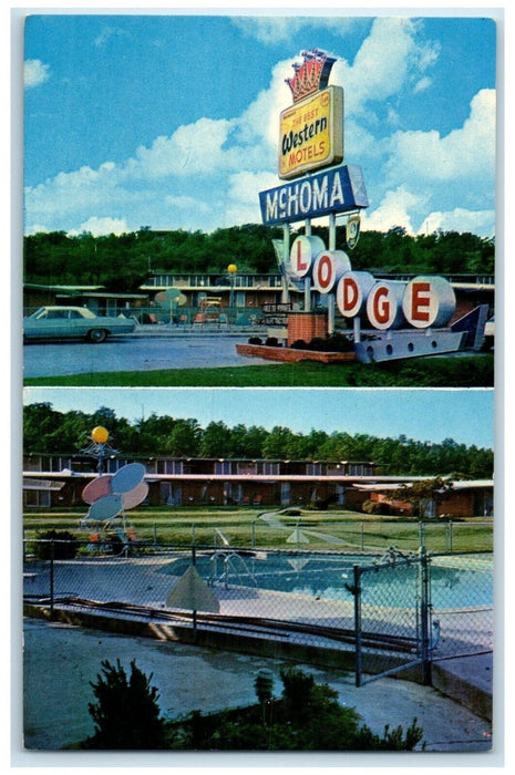 c1950's McHoma Lodge And Restaurant McAlester Oklahoma OK Dual View Postcard