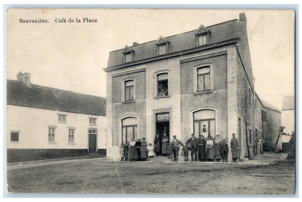 c1910 Cafe De La Place Sauveniere Liège Belgium Unposted Antique Postcard