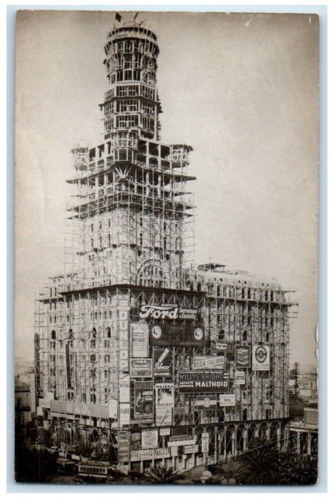 c1950's Big Building Tower Under Construction Argentina Unposted Postcard