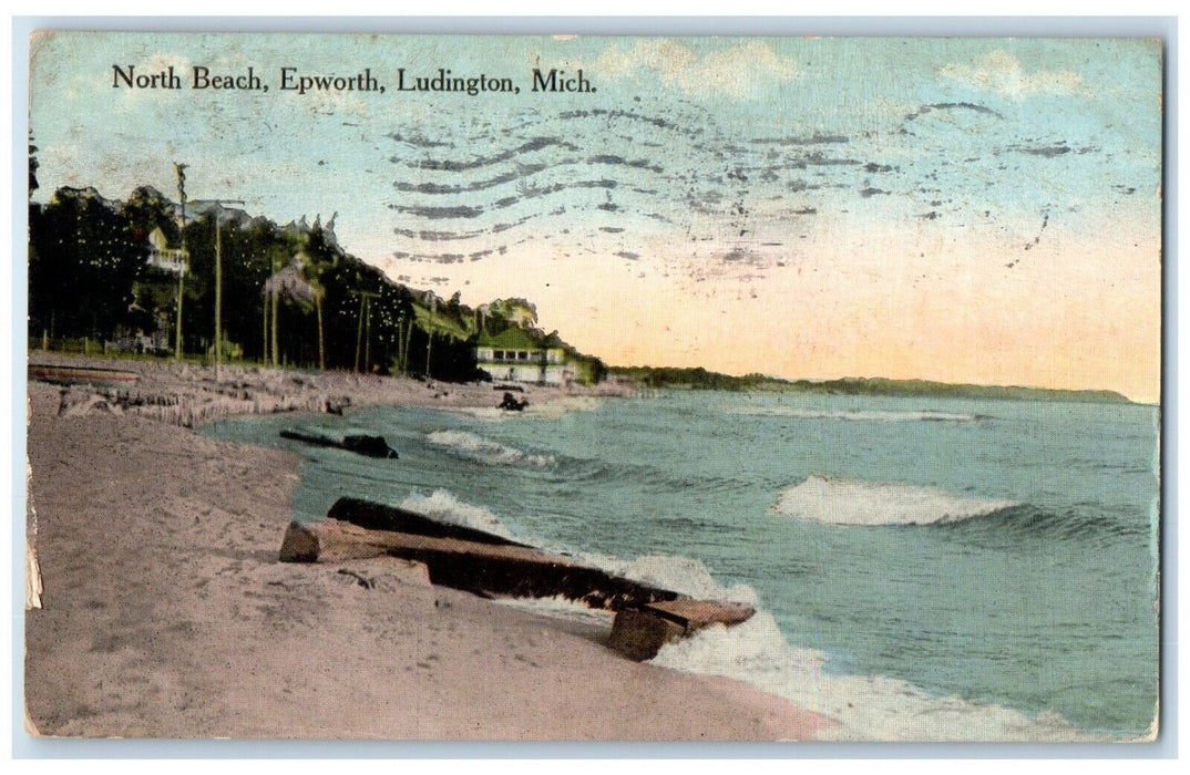 1914 Scenic View North Beach Epworth Ludington Michigan Vintage Antique Postcard