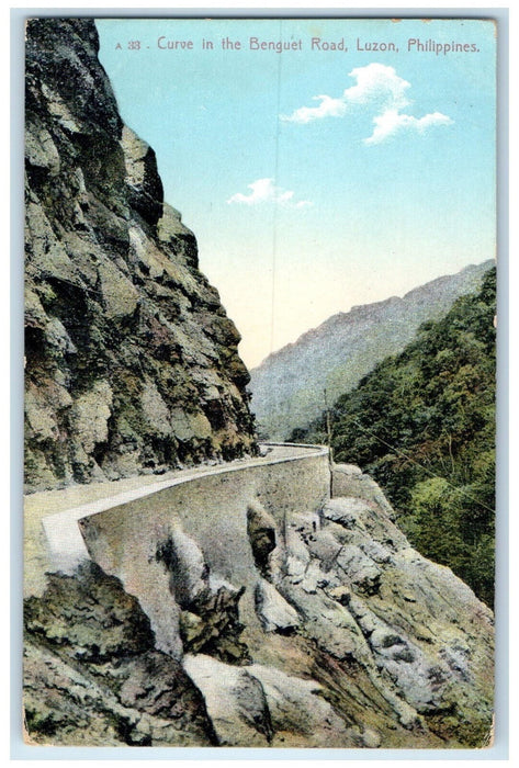 c1910 Curve in the Benguet Road Luzon Philippines Antique Unposted Postcard