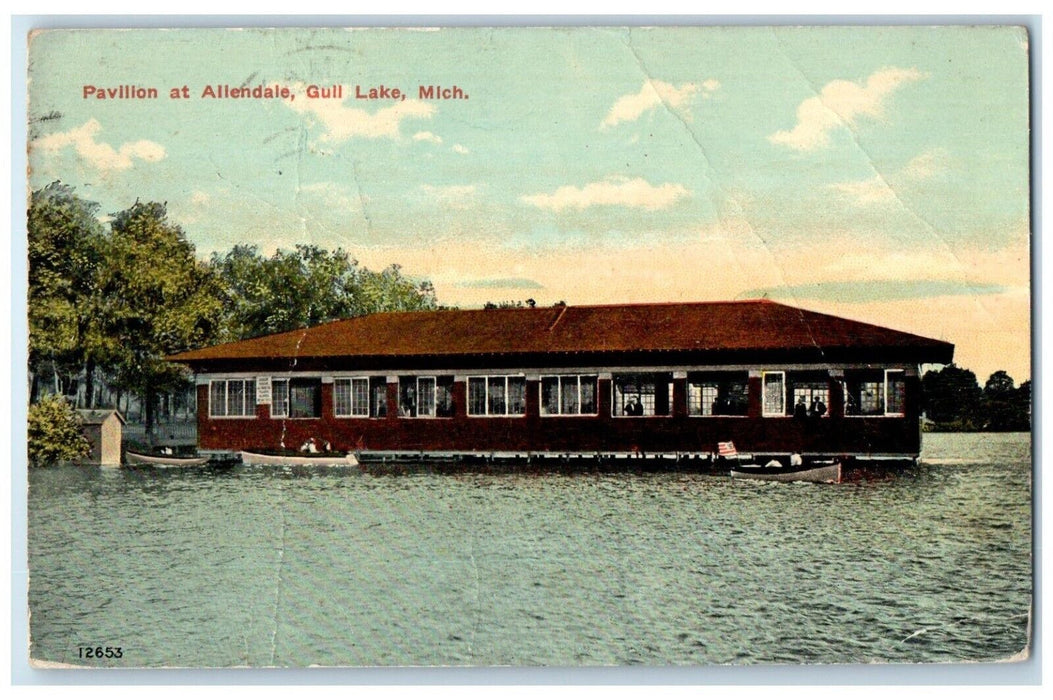 1917 Exterior View Pavilion Allendale Gull Lake Michigan Posted Antique Postcard