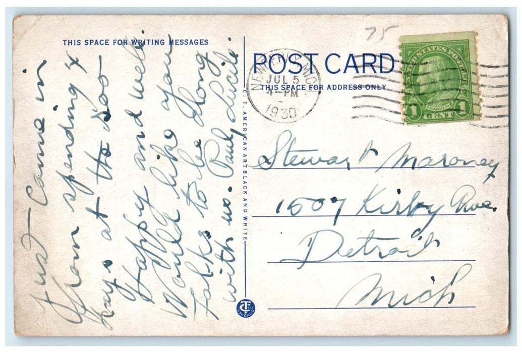 1930 Exterior View Community Building Newberry Michigan Antique Vintage Postcard
