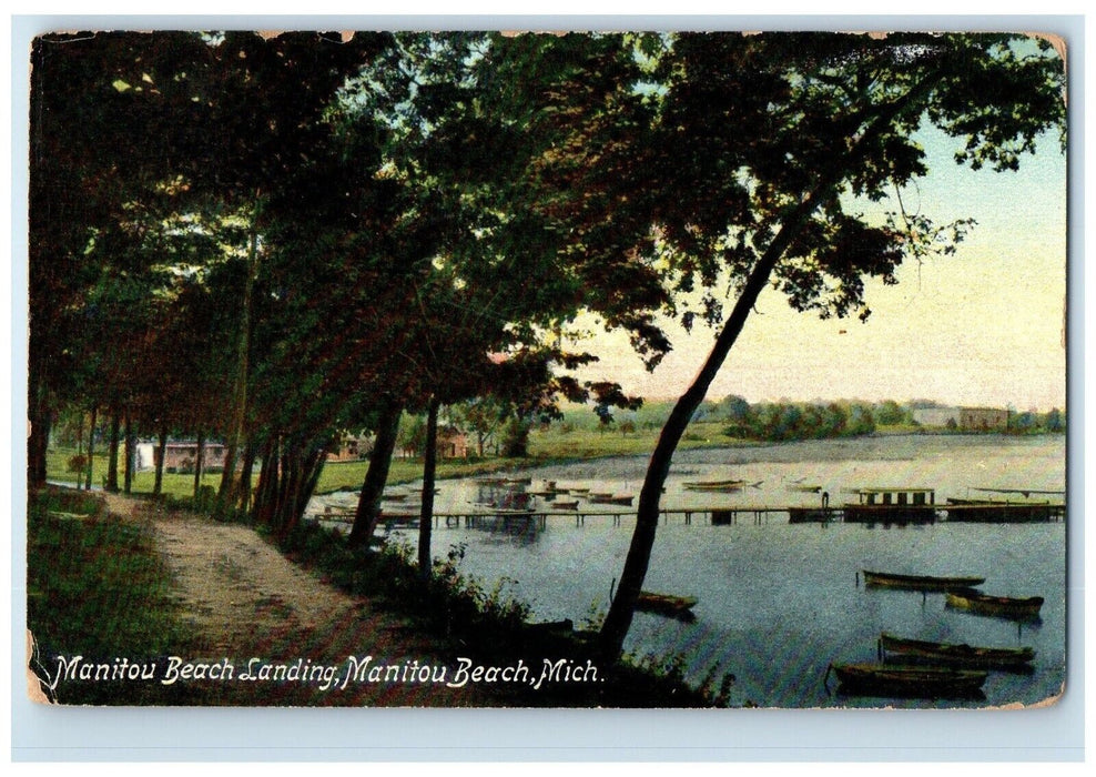 1911 Scenic View Manitou Beach Landing Manitou Beach Michigan Vintage Postcard