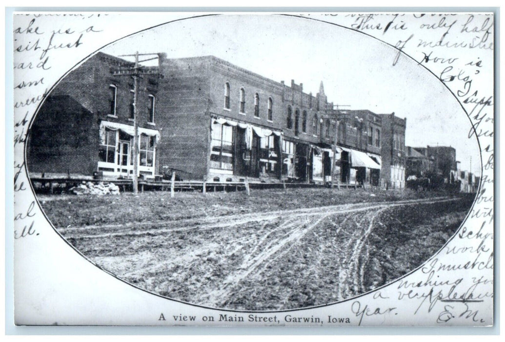 c1960 View Main Street Exterior Building Garwin Iowa IA Vintage Antique Postcard