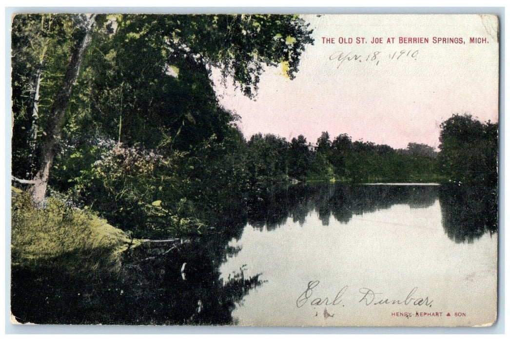 c1910 Old St Joe River Lake Berrien Springs Michigan MI Vintage Antique Postcard