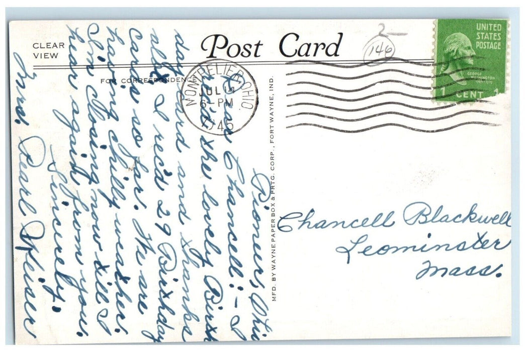 1945 Mt Zion Hillsdale College Arboretum Hillsdale Michigan MI Antique Postcard