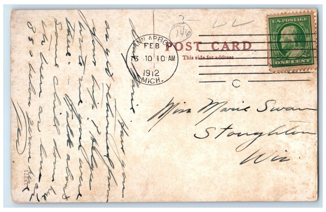 1912 Huron River Trees Mountains Ann Arbor Michigan MI Vintage Antique Postcard