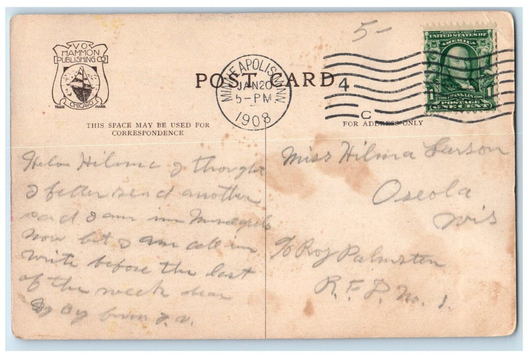 1908 Interlachen Glen Lake Harriet Minneapolis Minnesota Vintage Posted Postcard