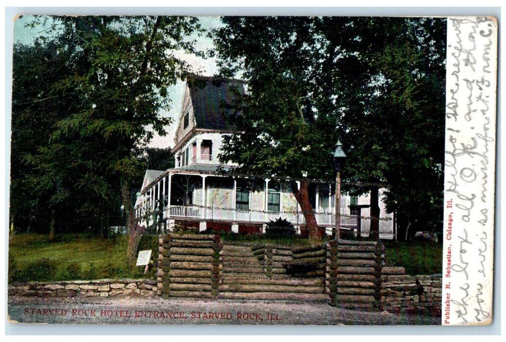 1906 Exterior View Starved Rock Hotel Entrance Starved Rock Illinois IL Postcard