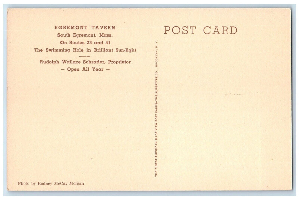 c1940 Egremont Tavern South River Lake Egremont Massachusetts Vintage Postcard