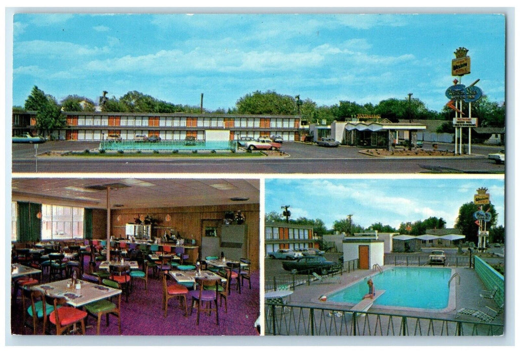 c1960 Western Skies Motor Inn Restaurant Multiview Pool Dalhart Texas Postcard