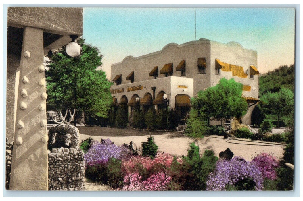 c1940 Buffalo Lodge Foot Pikes Peak Coloring Springs Colorado Vintage Postcard
