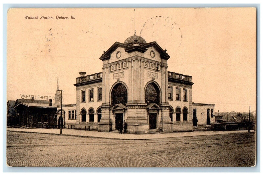 1908 Wabash Station Office Exterior Building Quincy Illinois IL Vintage Postcard