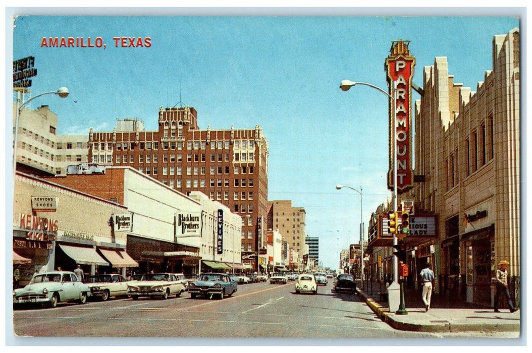 c1960 View Pol Street Downtown Store Building Wheat Belt Amarillo Texas Postcard