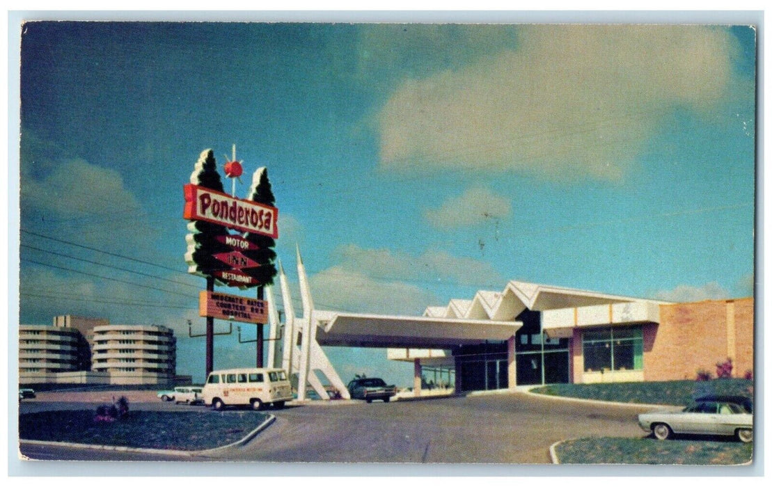 1966 Ponderosa Central Texas Fabulous Motor Inn White Hospital Temple Postcard